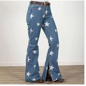 Rock &‎ Roll Denim Marsha Flare/Bell Jean Stars 31x34 NWT
